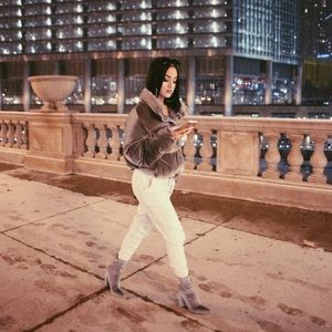 Silver puffer jacket